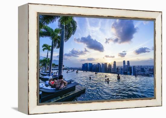 Infinity Pool on Roof of Marina Bay Sands Hotel with Spectacular Views over Singapore Skyline-Fraser Hall-Framed Premier Image Canvas