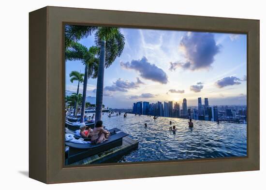 Infinity Pool on Roof of Marina Bay Sands Hotel with Spectacular Views over Singapore Skyline-Fraser Hall-Framed Premier Image Canvas