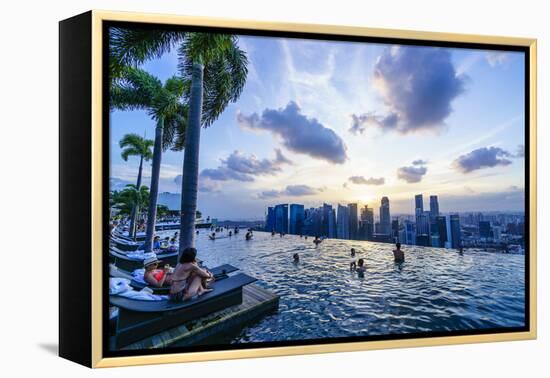 Infinity Pool on Roof of Marina Bay Sands Hotel with Spectacular Views over Singapore Skyline-Fraser Hall-Framed Premier Image Canvas