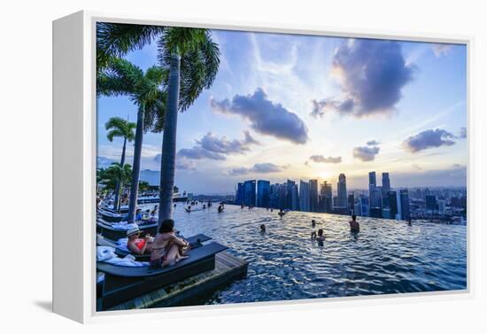 Infinity Pool on Roof of Marina Bay Sands Hotel with Spectacular Views over Singapore Skyline-Fraser Hall-Framed Premier Image Canvas
