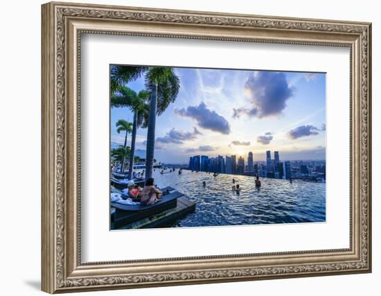 Infinity Pool on Roof of Marina Bay Sands Hotel with Spectacular Views over Singapore Skyline-Fraser Hall-Framed Photographic Print