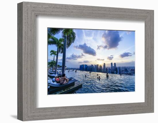 Infinity Pool on Roof of Marina Bay Sands Hotel with Spectacular Views over Singapore Skyline-Fraser Hall-Framed Photographic Print