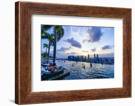 Infinity Pool on Roof of Marina Bay Sands Hotel with Spectacular Views over Singapore Skyline-Fraser Hall-Framed Photographic Print