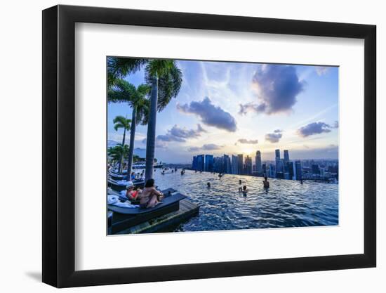 Infinity Pool on Roof of Marina Bay Sands Hotel with Spectacular Views over Singapore Skyline-Fraser Hall-Framed Photographic Print