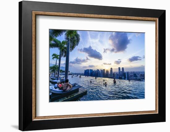 Infinity Pool on Roof of Marina Bay Sands Hotel with Spectacular Views over Singapore Skyline-Fraser Hall-Framed Photographic Print