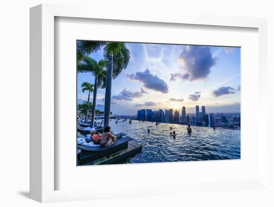 Infinity Pool on Roof of Marina Bay Sands Hotel with Spectacular Views over Singapore Skyline-Fraser Hall-Framed Photographic Print