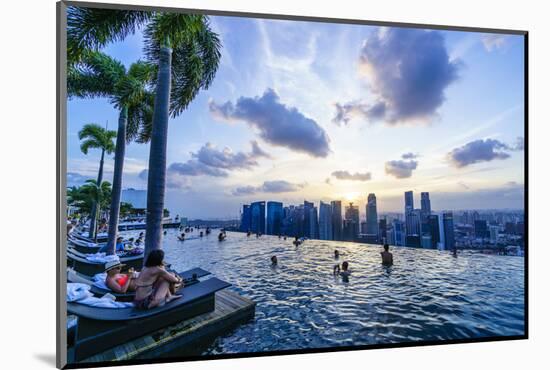 Infinity Pool on Roof of Marina Bay Sands Hotel with Spectacular Views over Singapore Skyline-Fraser Hall-Mounted Photographic Print