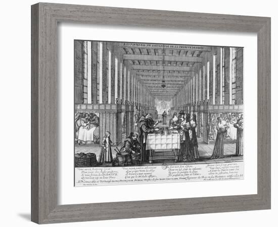 Infirmary of the Hospital of Charity in Paris, by Abraham Bosse (1602-1676)-Abraham Bosse-Framed Giclee Print