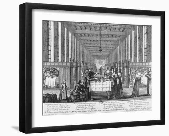 Infirmary of the Hospital of Charity in Paris, by Abraham Bosse (1602-1676)-Abraham Bosse-Framed Giclee Print