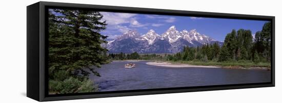 Inflatable Raft in a River, Grand Teton National Park, Wyoming, USA-null-Framed Premier Image Canvas