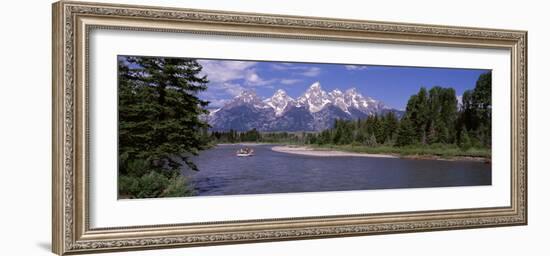 Inflatable Raft in a River, Grand Teton National Park, Wyoming, USA-null-Framed Photographic Print