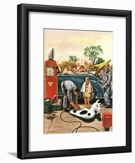 "Inflating Beach Toy," August 20, 1949-Stevan Dohanos-Framed Giclee Print