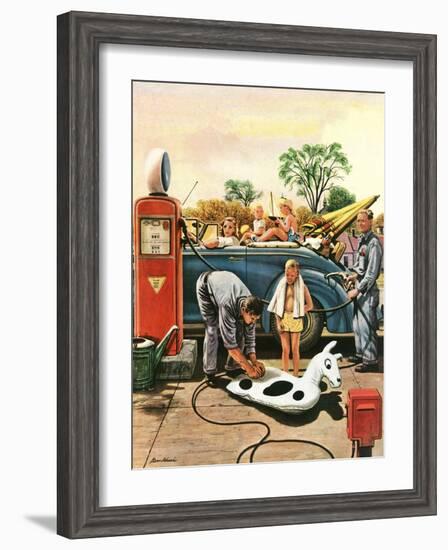 "Inflating Beach Toy," August 20, 1949-Stevan Dohanos-Framed Giclee Print