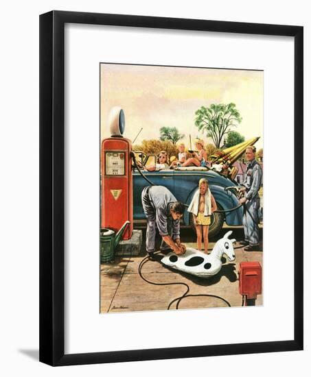 "Inflating Beach Toy," August 20, 1949-Stevan Dohanos-Framed Giclee Print