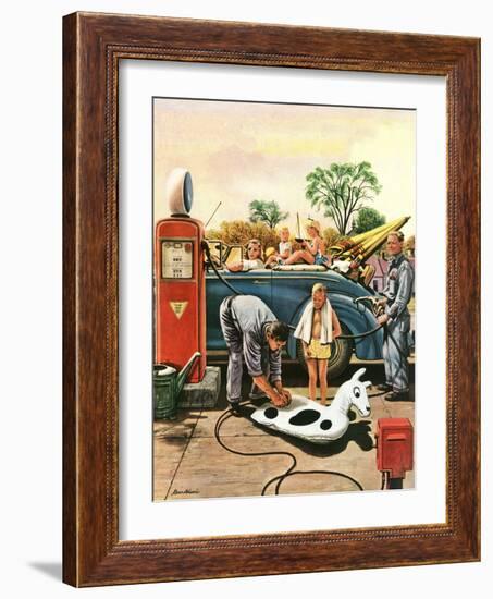 "Inflating Beach Toy," August 20, 1949-Stevan Dohanos-Framed Giclee Print