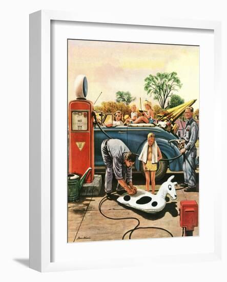 "Inflating Beach Toy," August 20, 1949-Stevan Dohanos-Framed Giclee Print