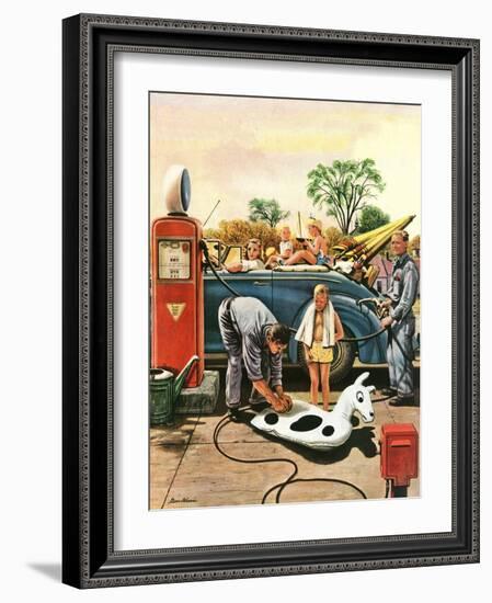 "Inflating Beach Toy," August 20, 1949-Stevan Dohanos-Framed Giclee Print