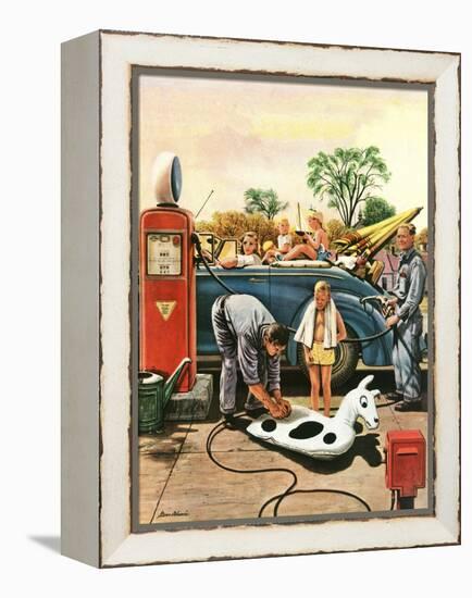 "Inflating Beach Toy," August 20, 1949-Stevan Dohanos-Framed Premier Image Canvas