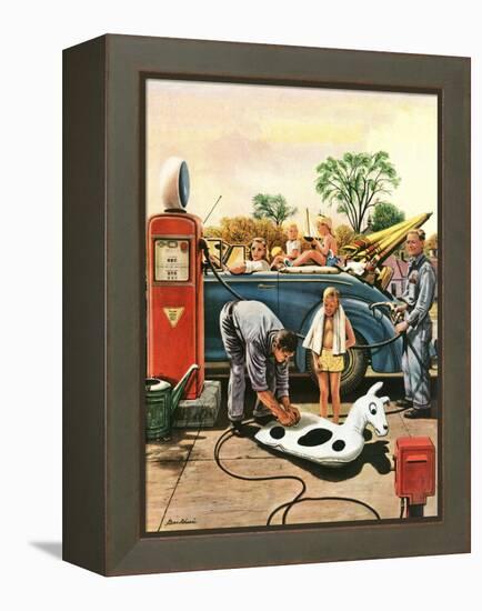 "Inflating Beach Toy," August 20, 1949-Stevan Dohanos-Framed Premier Image Canvas