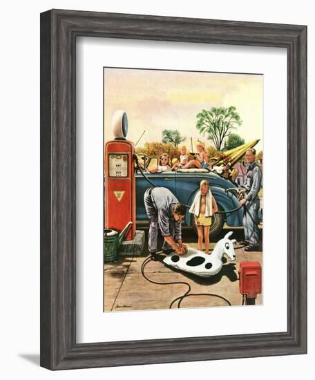 "Inflating Beach Toy," August 20, 1949-Stevan Dohanos-Framed Giclee Print