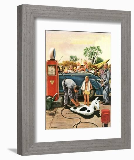 "Inflating Beach Toy," August 20, 1949-Stevan Dohanos-Framed Giclee Print