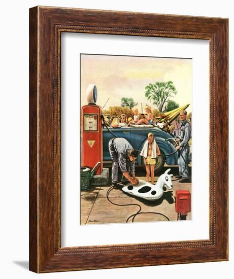 "Inflating Beach Toy," August 20, 1949-Stevan Dohanos-Framed Giclee Print