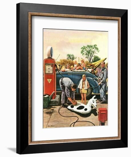 "Inflating Beach Toy," August 20, 1949-Stevan Dohanos-Framed Giclee Print