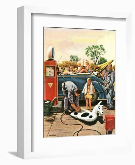 "Inflating Beach Toy," August 20, 1949-Stevan Dohanos-Framed Giclee Print