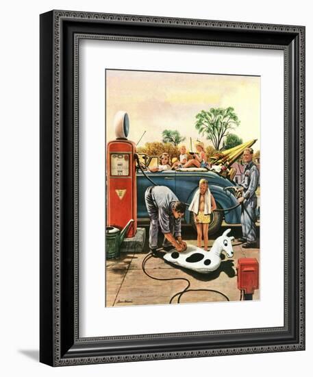 "Inflating Beach Toy," August 20, 1949-Stevan Dohanos-Framed Giclee Print