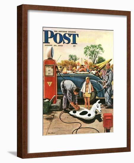 "Inflating Beach Toy," Saturday Evening Post Cover, August 20, 1949-Stevan Dohanos-Framed Giclee Print