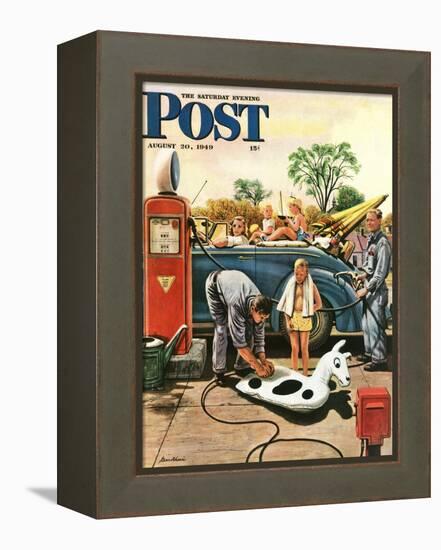 "Inflating Beach Toy," Saturday Evening Post Cover, August 20, 1949-Stevan Dohanos-Framed Premier Image Canvas