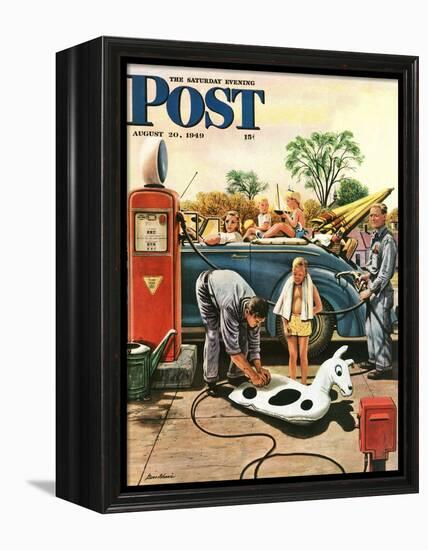 "Inflating Beach Toy," Saturday Evening Post Cover, August 20, 1949-Stevan Dohanos-Framed Premier Image Canvas