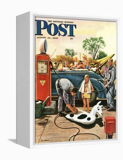 "Inflating Beach Toy," Saturday Evening Post Cover, August 20, 1949-Stevan Dohanos-Framed Premier Image Canvas