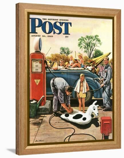 "Inflating Beach Toy," Saturday Evening Post Cover, August 20, 1949-Stevan Dohanos-Framed Premier Image Canvas