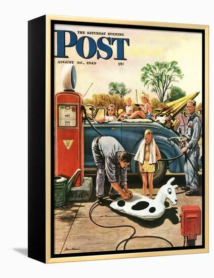 "Inflating Beach Toy," Saturday Evening Post Cover, August 20, 1949-Stevan Dohanos-Framed Premier Image Canvas