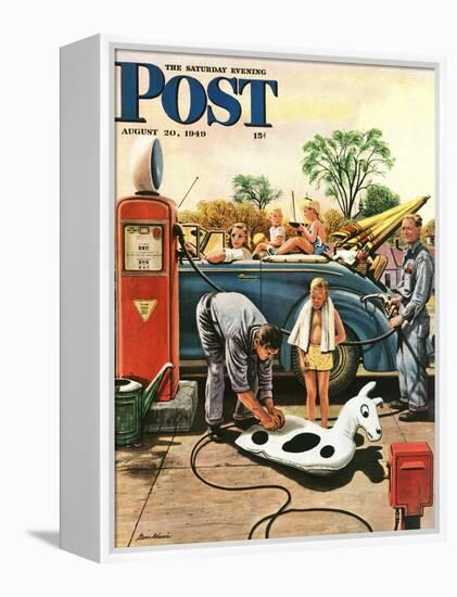 "Inflating Beach Toy," Saturday Evening Post Cover, August 20, 1949-Stevan Dohanos-Framed Premier Image Canvas