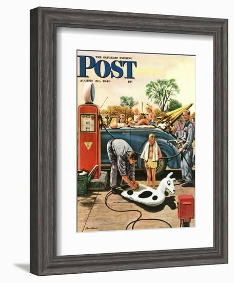 "Inflating Beach Toy," Saturday Evening Post Cover, August 20, 1949-Stevan Dohanos-Framed Giclee Print