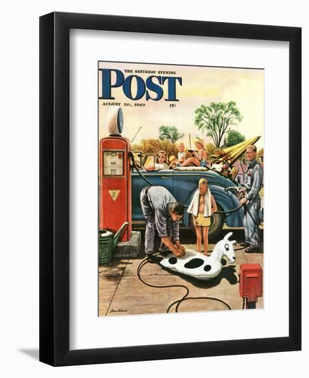 "Inflating Beach Toy," Saturday Evening Post Cover, August 20, 1949-Stevan Dohanos-Framed Giclee Print