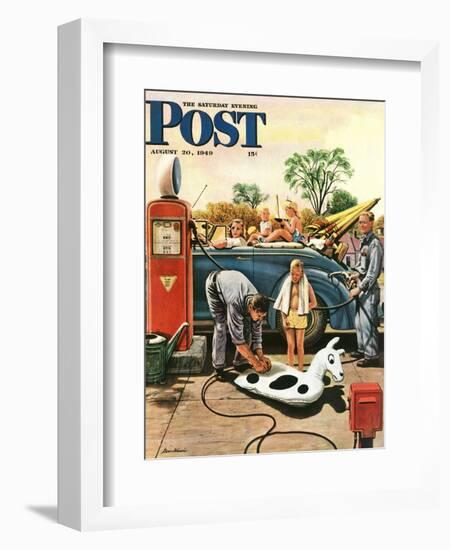 "Inflating Beach Toy," Saturday Evening Post Cover, August 20, 1949-Stevan Dohanos-Framed Giclee Print