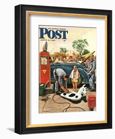 "Inflating Beach Toy," Saturday Evening Post Cover, August 20, 1949-Stevan Dohanos-Framed Giclee Print