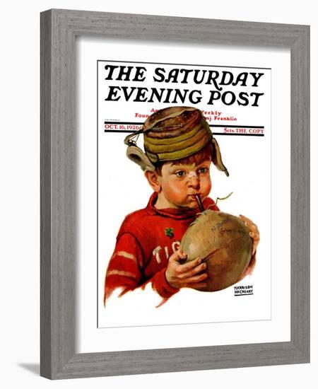 "Inflating Football," Saturday Evening Post Cover, October 16, 1926-Harrison Mccreary-Framed Giclee Print