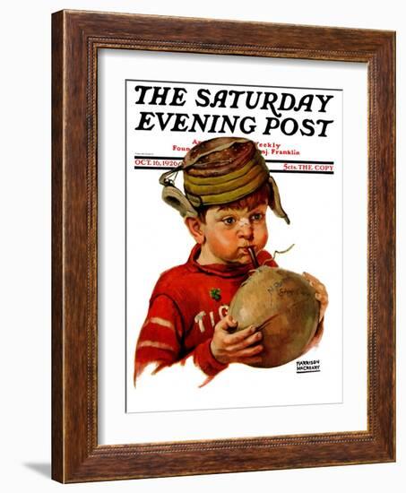 "Inflating Football," Saturday Evening Post Cover, October 16, 1926-Harrison Mccreary-Framed Giclee Print