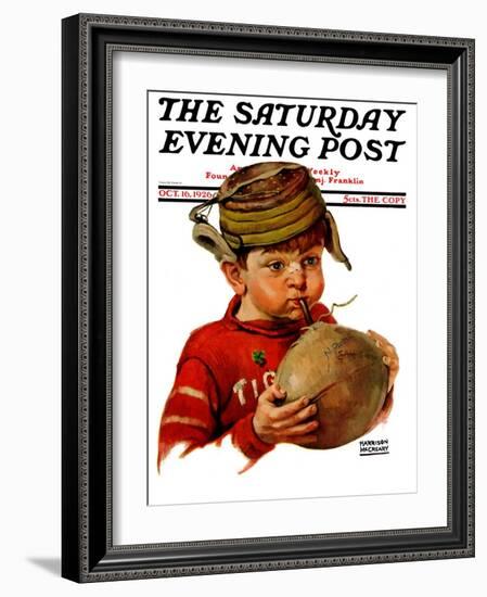 "Inflating Football," Saturday Evening Post Cover, October 16, 1926-Harrison Mccreary-Framed Giclee Print
