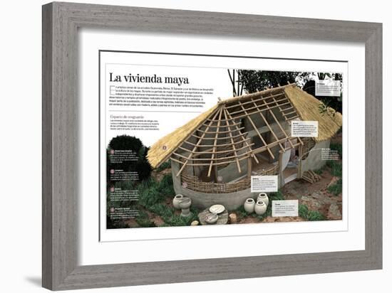 Infografía Sobre La Vivienda Maya, Construida Con Madera Y Adobe (2000 A.C. Al 1546 D.C.)-null-Framed Giclee Print