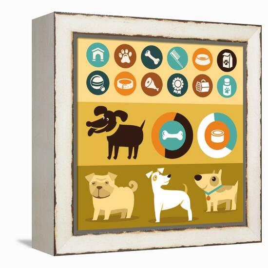 Infographics Elements - Dogs-venimo-Framed Stretched Canvas