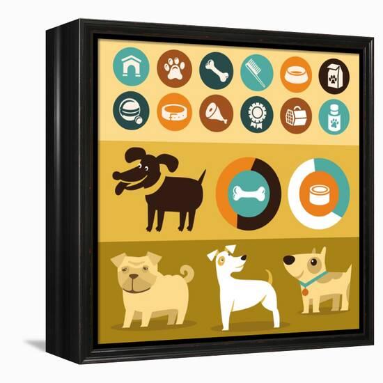 Infographics Elements - Dogs-venimo-Framed Stretched Canvas