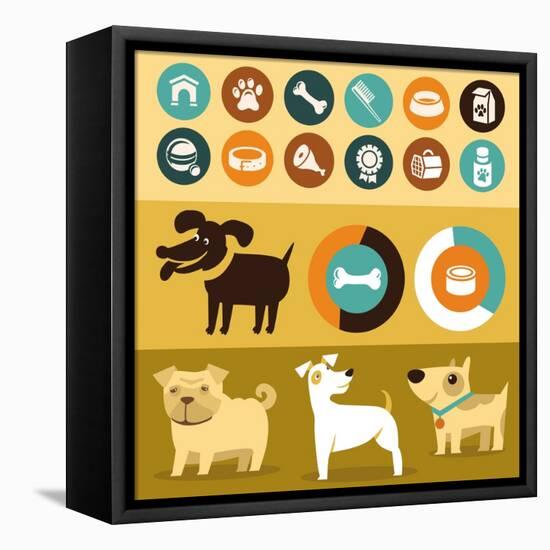 Infographics Elements - Dogs-venimo-Framed Stretched Canvas