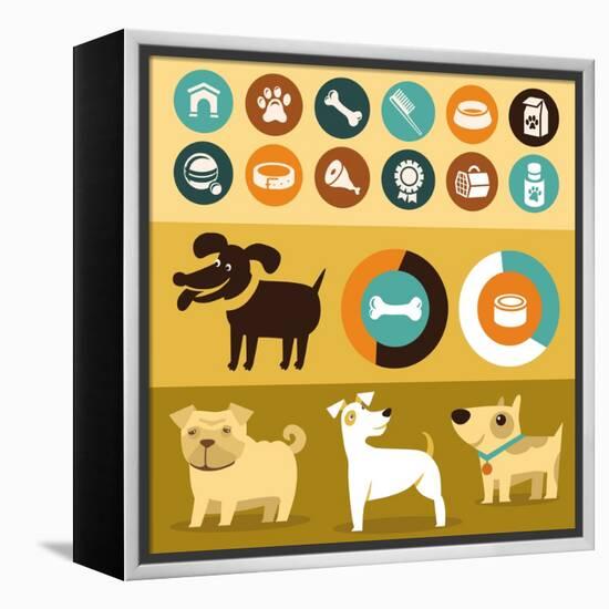 Infographics Elements - Dogs-venimo-Framed Stretched Canvas