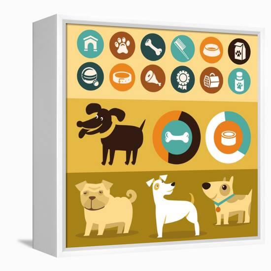 Infographics Elements - Dogs-venimo-Framed Stretched Canvas