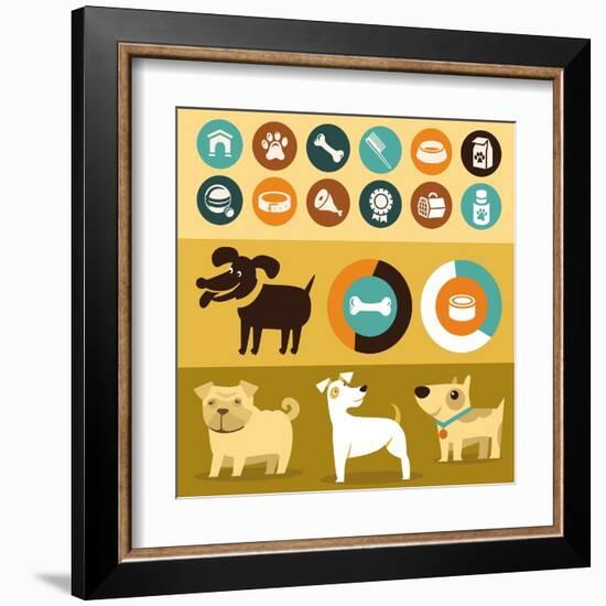 Infographics Elements - Dogs-venimo-Framed Art Print